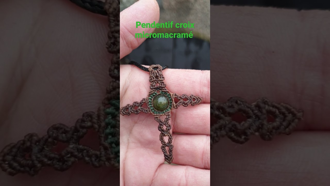 pendentif croix celtes fil ciré macramé brésilien