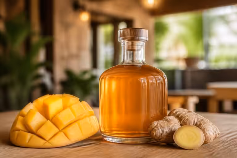 découvrez la diablotine mangue-gingembre, une liqueur exotique alliant la douceur de la mangue à la fraîcheur épicée du gingembre. présentation complète et dégustation.