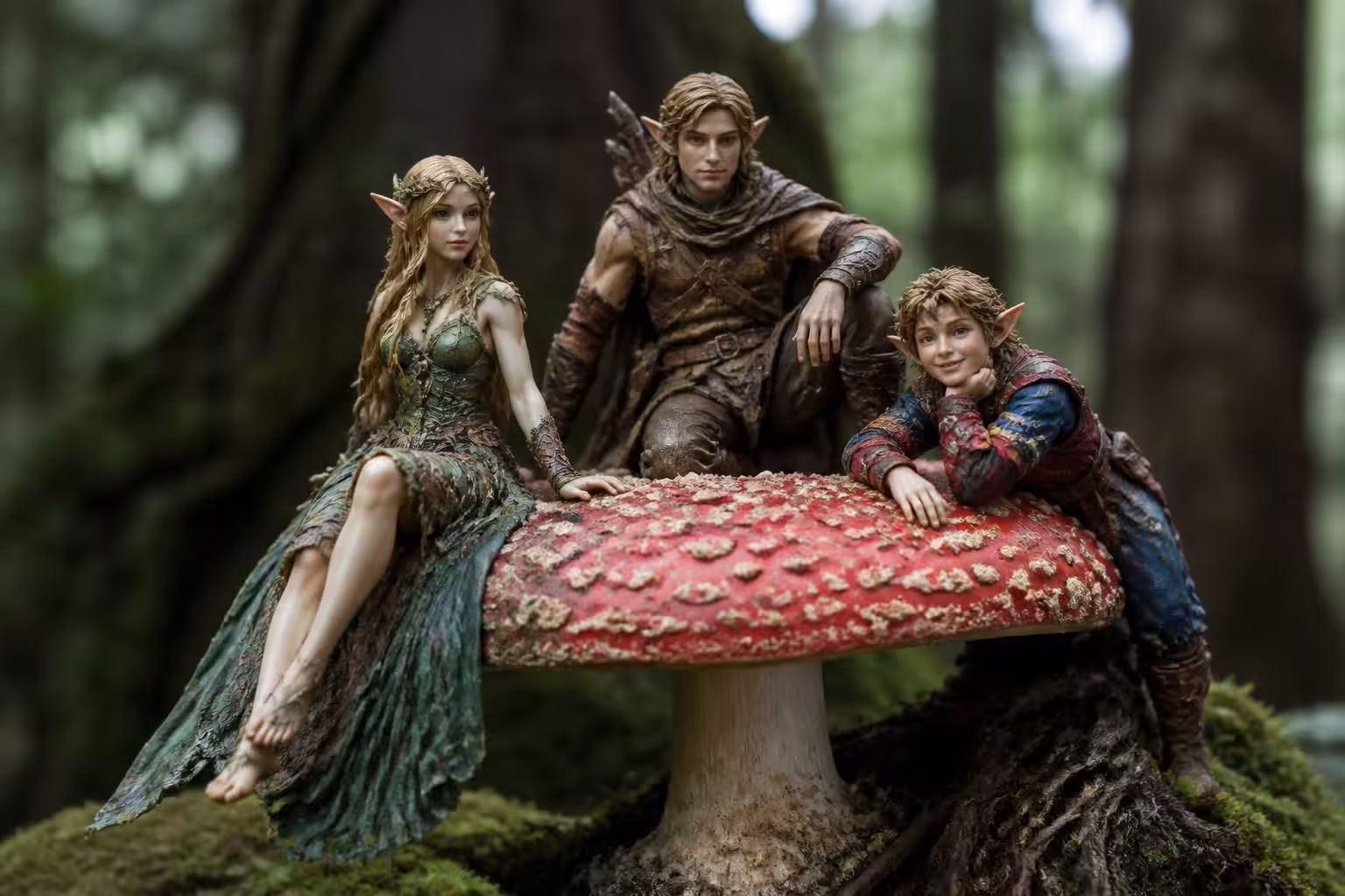 découvrez notre présentation détaillée du trio d'elfes sur champignon, une figurine unique alliant fantasy et originalité pour votre collection.